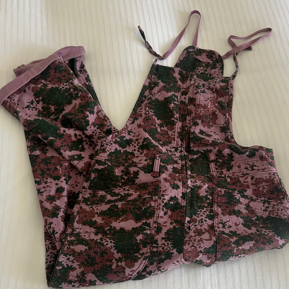 Floral Print Pink & Black Overalls - Picture 2 of 8